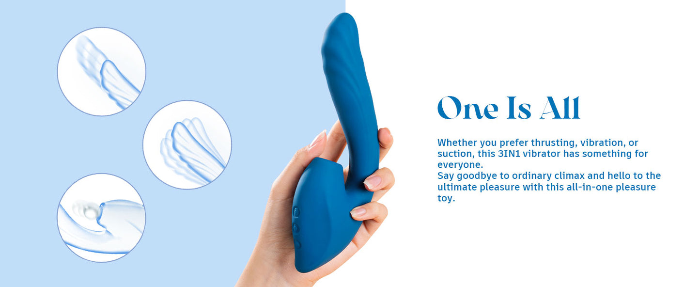 Sex Toys Thrusting  - QUZAR 3IN1 Adult Toy G Spot oral Stimulator for Women with 7 Thrusting + 10 Vibration + 10 Suction,  Nipple Anal Adult Sex Game for Couple Female Men