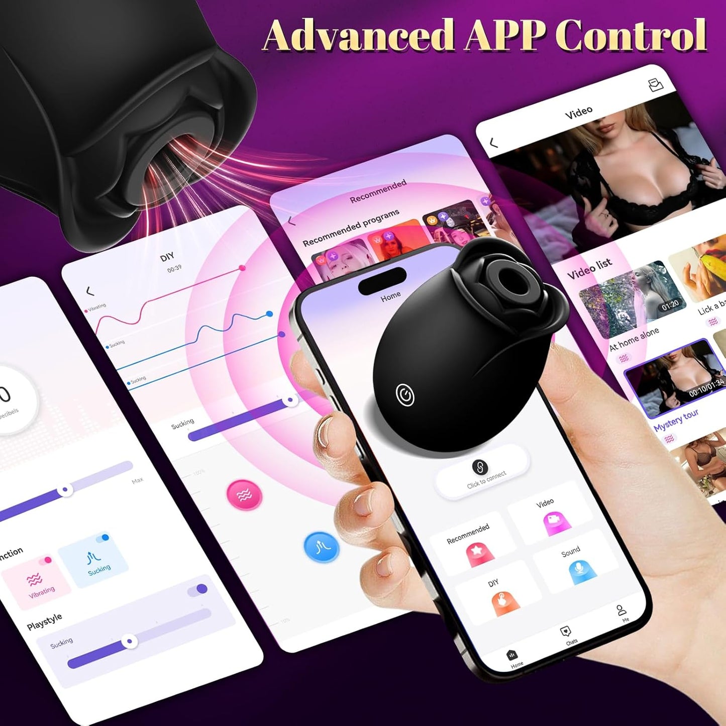 Rose Sex Toy Adult Toys - APP Control Rose  for Women Sex Toys with 9 Sucking & Vibrating Modes, G Spot  Adult Sex Toys, Womens Clitoral Nipple  s for Woman Couples