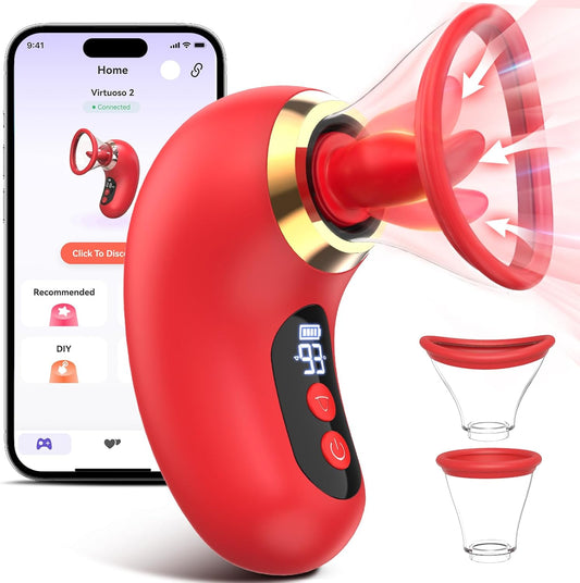 Female Adult Sex Toy 5 in 1 Sucking  Rose Sex Toy 3 Sucking 9 One Tongue Licking and Vibrating Adult Sex Toy, LCD Display Detachable Cup Clitoral Stimulator G Spot