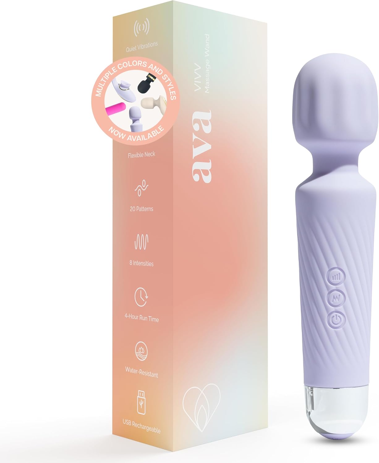 Ava  Wand Sex Toys [Clitoral Stimulator] Adult Toys for Women |     Women's Gift |     20 Patterns and 8 Pleasure |     Quiet and Small - Standard - Purple