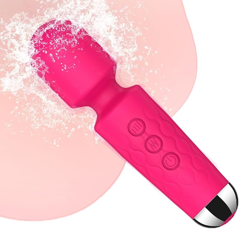 Vibrating Wand, Adult Sex Toy Wand, G-Spot Dildo, Clitoral Vibrator, Sex Vibrator, Clitoral Stimulation, 8 Speeds and 20 Patterns, Quiet, Fully Waterproof, Vibrating Wand Brings Her Joy (Rose Red)