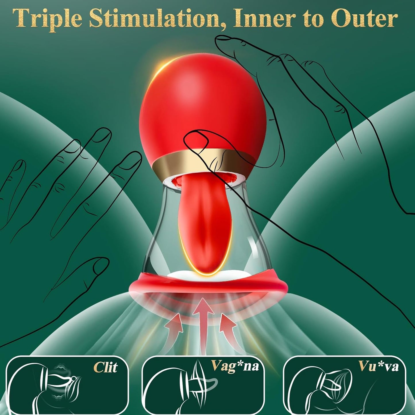 Female Adult Sex Toy 5 in 1 Sucking  Rose Sex Toy 3 Sucking 9 One Tongue Licking and Vibrating Adult Sex Toy, LCD Display Detachable Cup Clitoral Stimulator G Spot