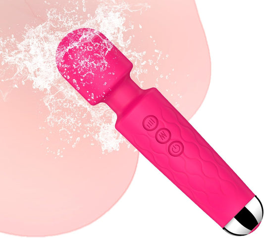 Vibrating Wand, Adult Sex Toy Wand, G-Spot Dildo, Clitoral Vibrator, Sex Vibrator, Clitoral Stimulation, 8 Speeds and 20 Patterns, Quiet, Fully Waterproof, Vibrating Wand Brings Her Joy (Rose Red)