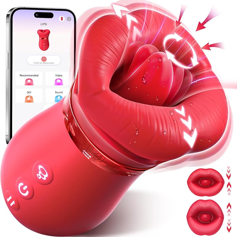 Vibrator Adult Sex Toys for Women - Sovokn 5IN1 Mouth Sucking Vibrator Rose Sex Toy, 10 Tongue Licking, 3 Auto & 1 Manual Sucking Adult Toys New APP, Anal Clit Nipple Vibrators Female Couples Sex Toys