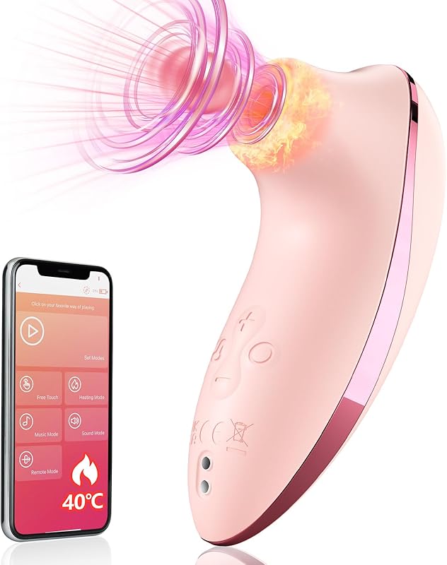 Sucking  Adult Sex Toys - Heating Pulse Pure  APP Remote Clitoral  with 5 * 5 Suction,  Nipple Stimulator Waterproof Rose Sex Toys for Women Female Couples Pleasure