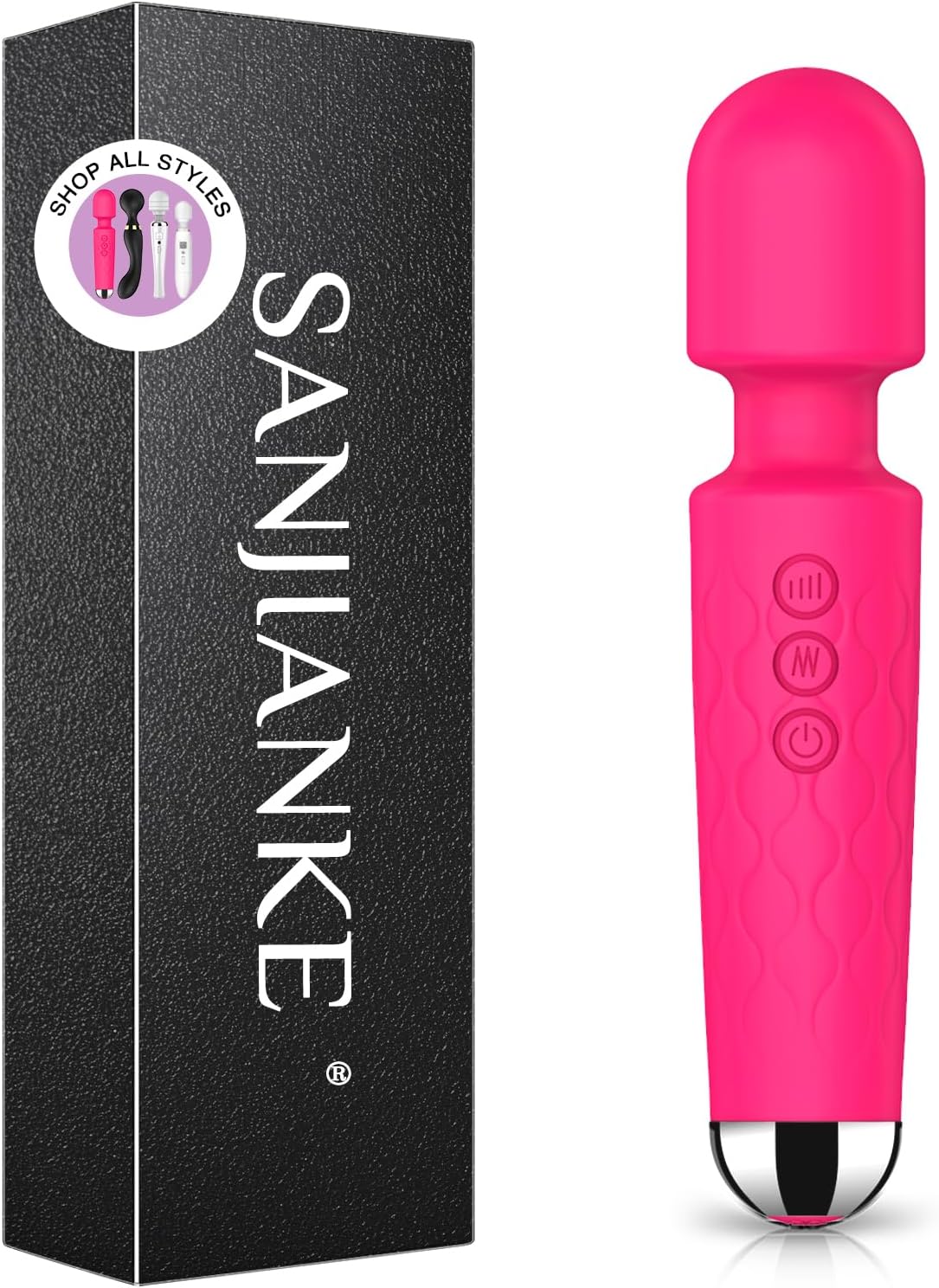 Vibrating Wand, Adult Sex Toy Wand, G-Spot Dildo, Clitoral Vibrator, Sex Vibrator, Clitoral Stimulation, 8 Speeds and 20 Patterns, Quiet, Fully Waterproof, Vibrating Wand Brings Her Joy (Rose Red)