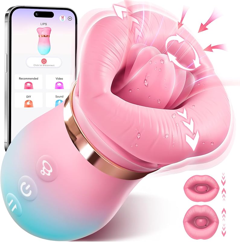 Vibrator Adult Sex Toys for Women - Sovokn 5IN1 Mouth Sucking Vibrator Rose Sex Toy, 10 Tongue Licking, 3 Auto & 1 Manual Sucking Adult Toys New APP, Anal Clit Nipple Vibrators Female Couples Sex Toys