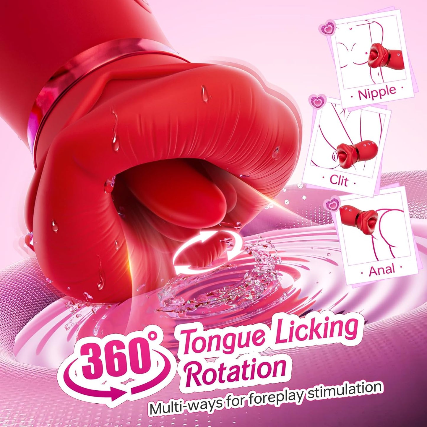 Vibrator Adult Sex Toys for Women - Sovokn 5IN1 Mouth Sucking Vibrator Rose Sex Toy, 10 Tongue Licking, 3 Auto & 1 Manual Sucking Adult Toys New APP, Anal Clit Nipple Vibrators Female Couples Sex Toys