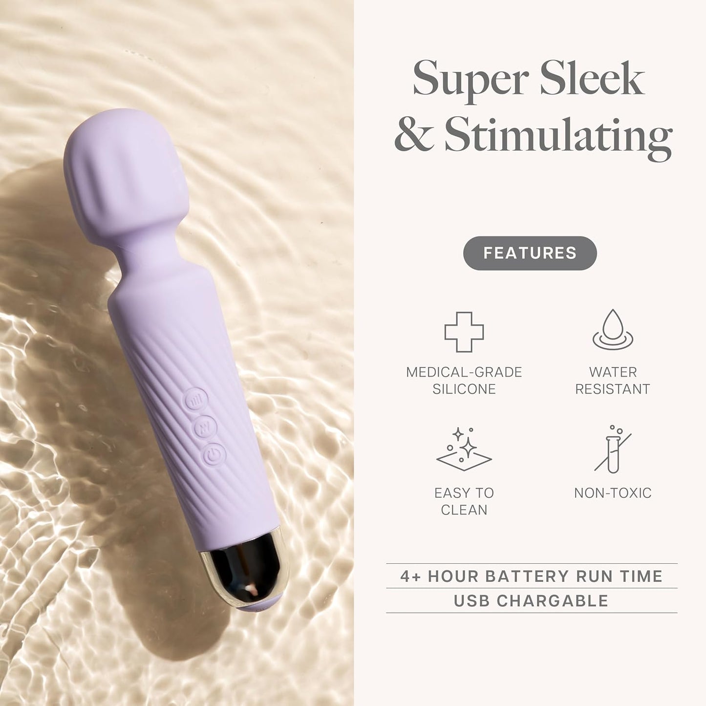 Ava  Wand Sex Toys [Clitoral Stimulator] Adult Toys for Women |     Women's Gift |     20 Patterns and 8 Pleasure |     Quiet and Small - Standard - Purple